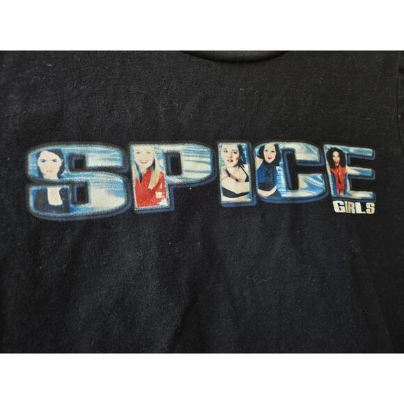 Spice Girls Baby Short Sleeve Cropped Graphic T-Shirt Womens Sz S Stretch Black - Picture 2 of 6